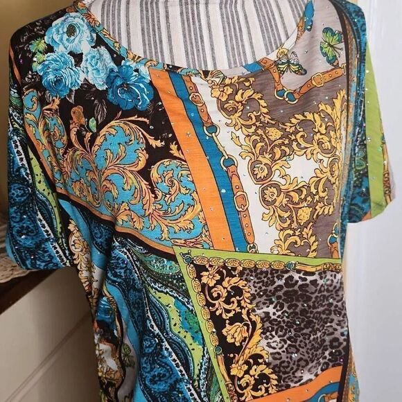 Dressbarn sparkly multi color print women's size M - Picture 2 of 5